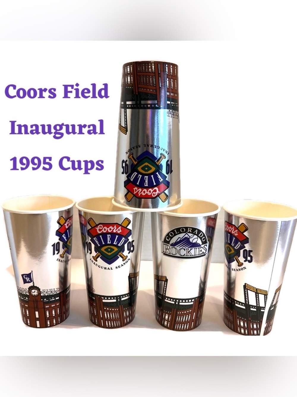 Inaugural 1995 Coors Field Paper Cups Printed 30+ Years ago Golden, Colorado 5qt